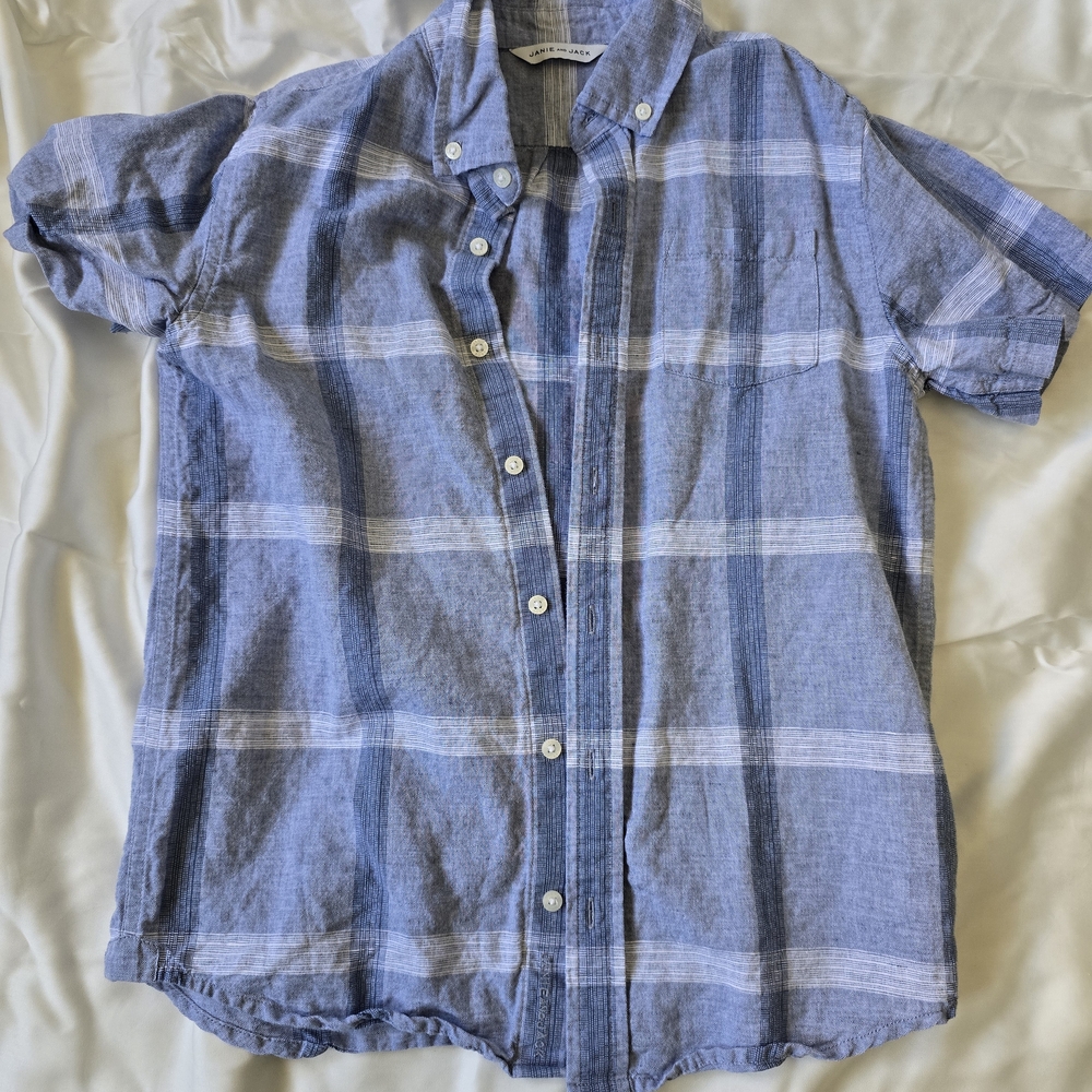 Janie and Jack Blue Plaid Casual Button-Up
